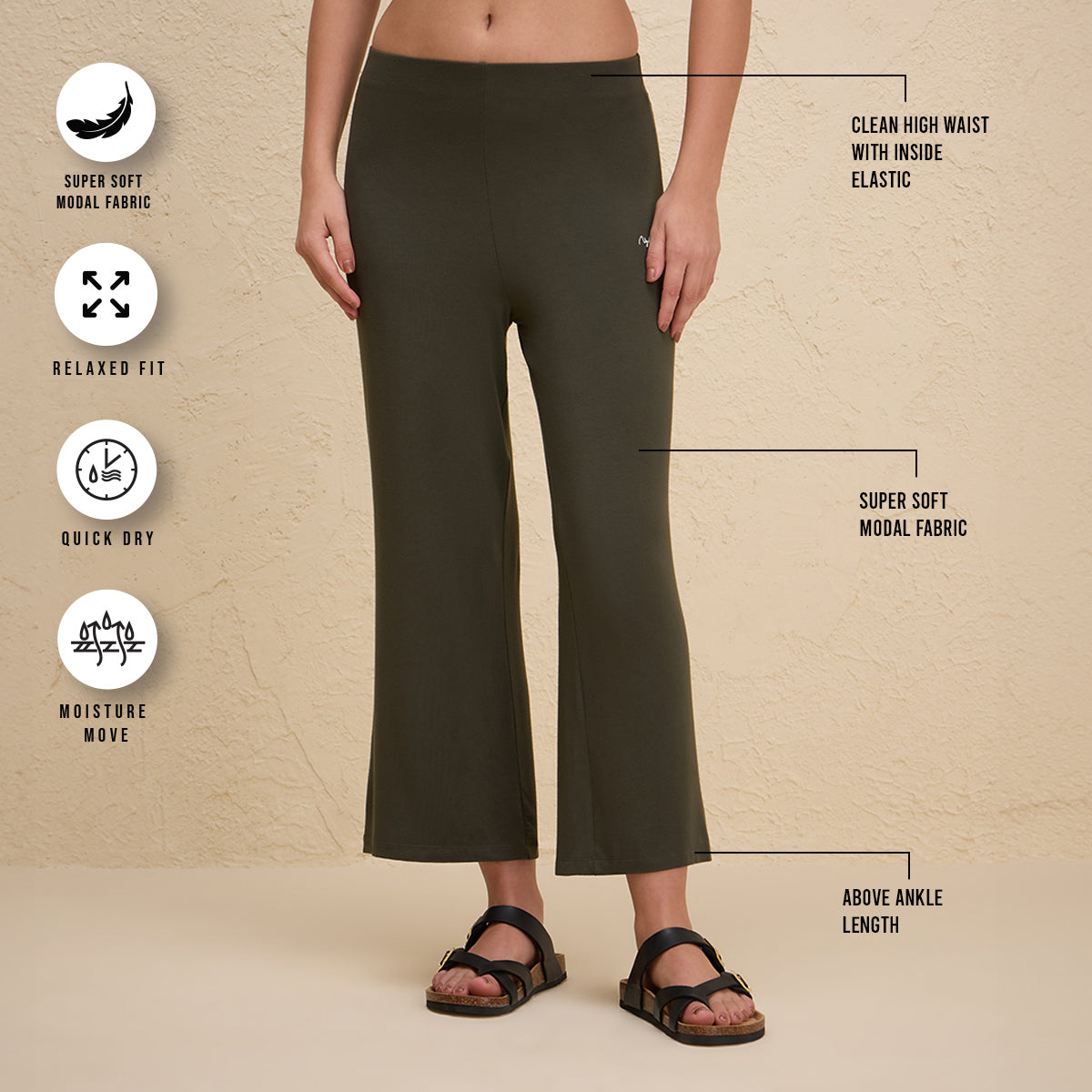 Summer Essential Super Soft and Comfy Modal Cropped Pants-NYLE059-Olive