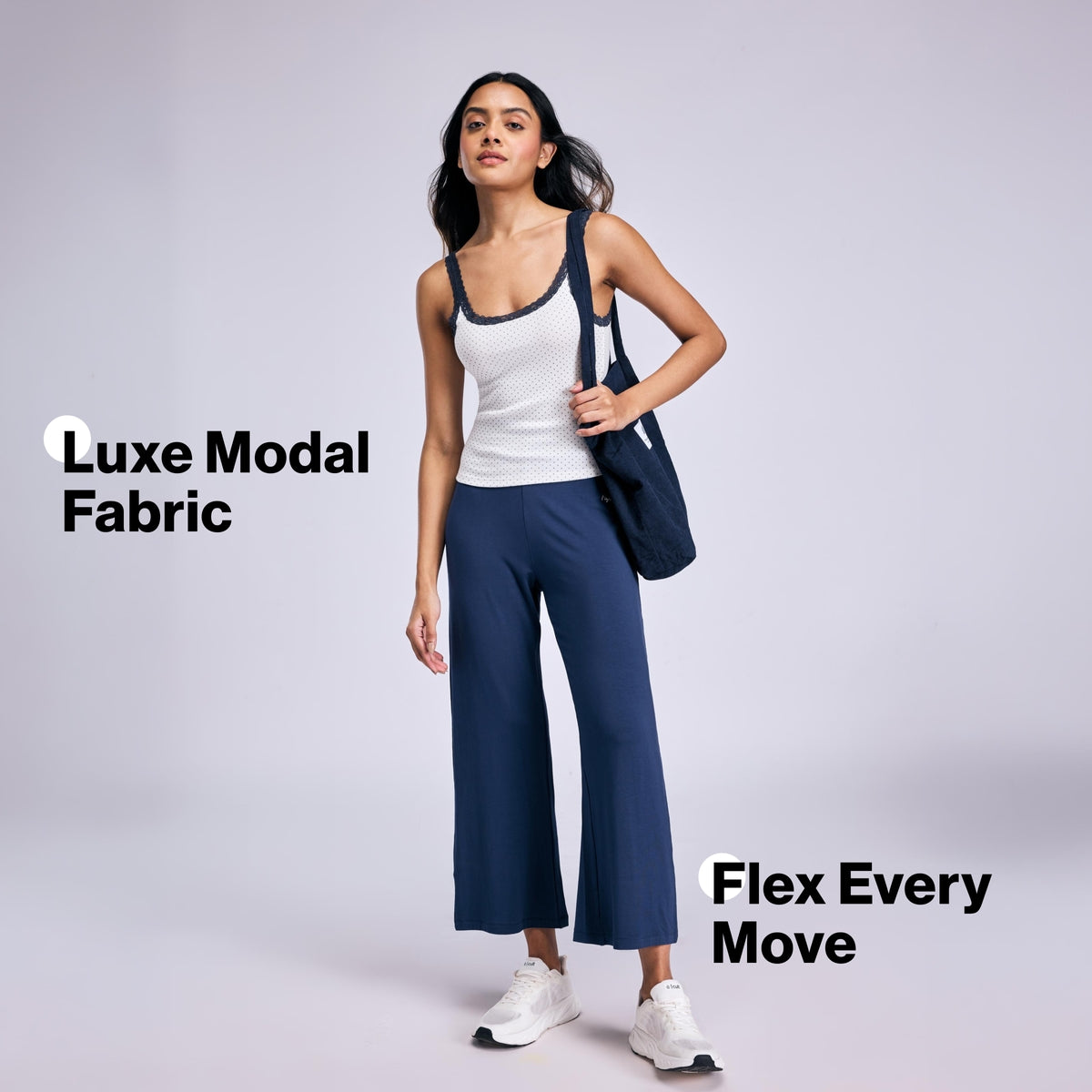 Nykd By Nykaa Summer Essential Super Soft and Comfy Modal Cropped Pants NYLE059 Navy