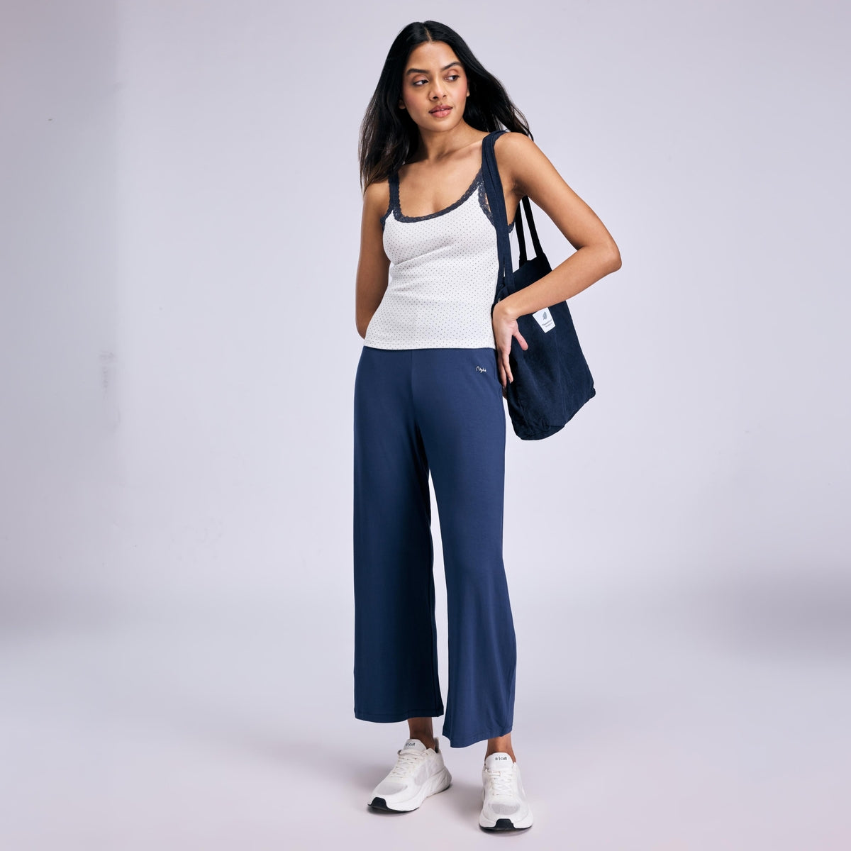 Nykd By Nykaa Summer Essential Super Soft and Comfy Modal Cropped Pants NYLE059 Navy