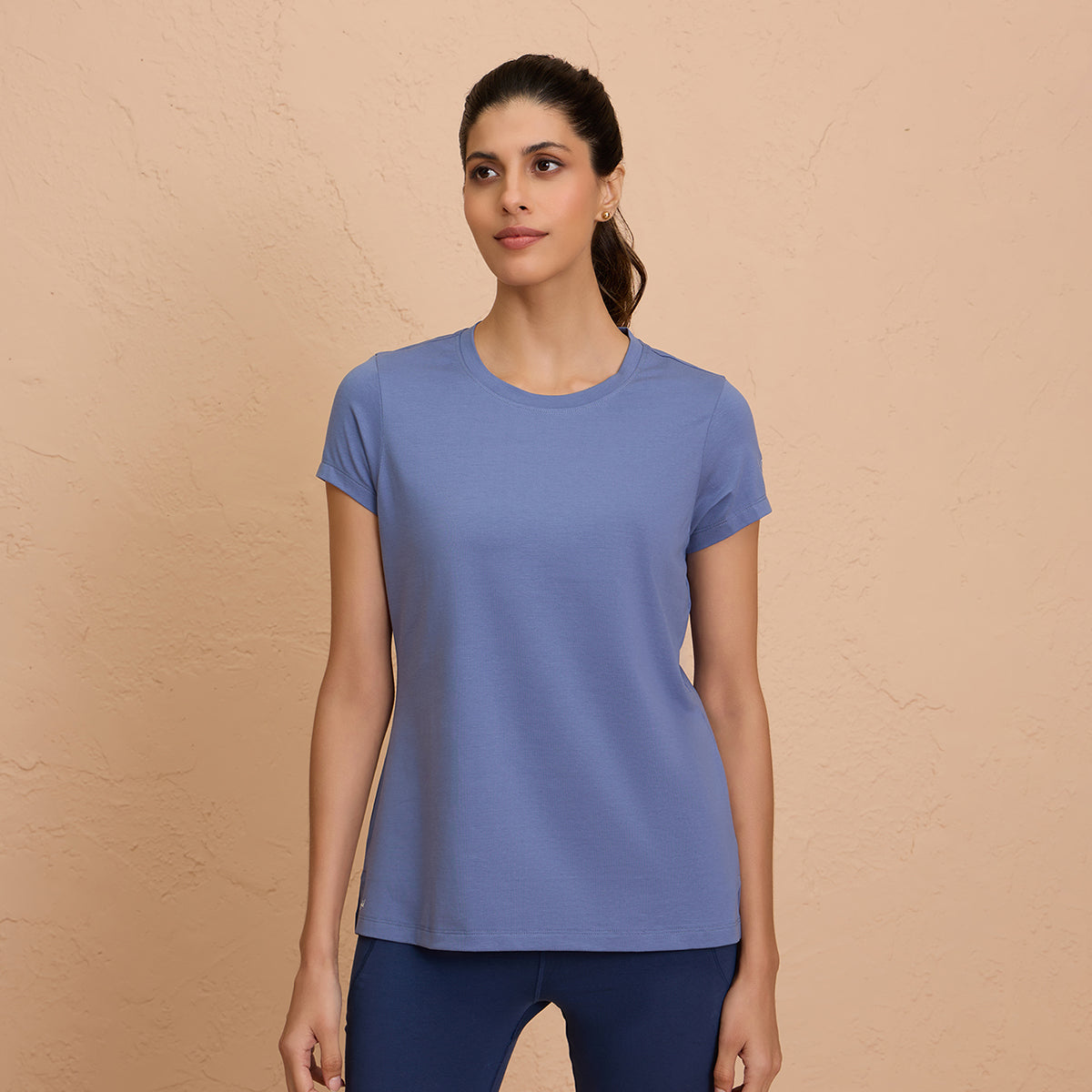 Cotton Stretch T-Shirt - Super Comfy & Flattering - NYLE216-Blue