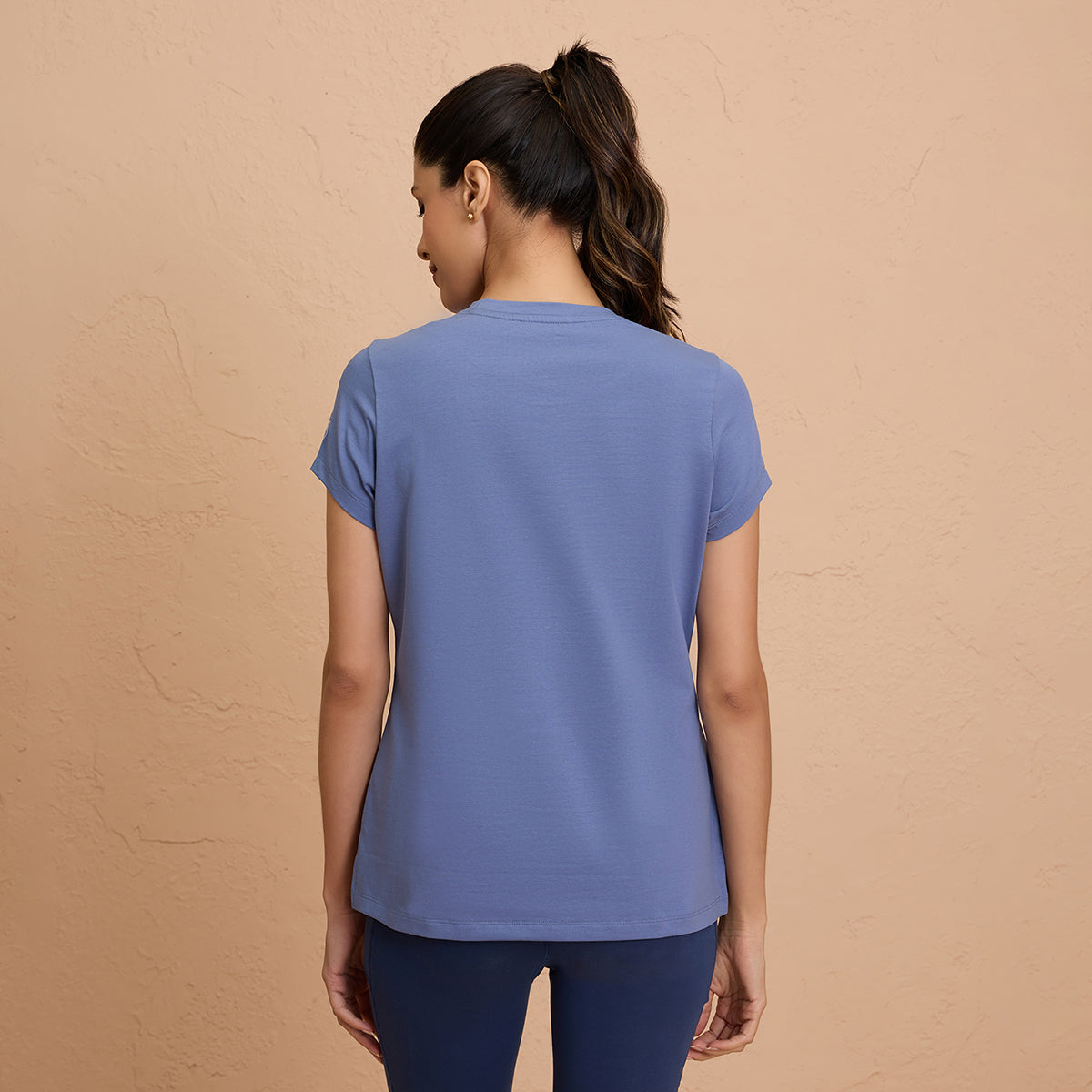 Cotton Stretch T-Shirt - Super Comfy & Flattering - NYLE216-Blue