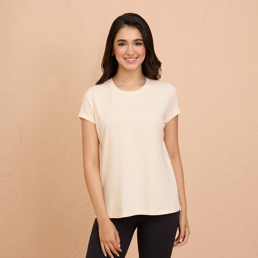 Cotton Stretch T-Shirt - Super Comfy & Flattering - NYLE216-Off White