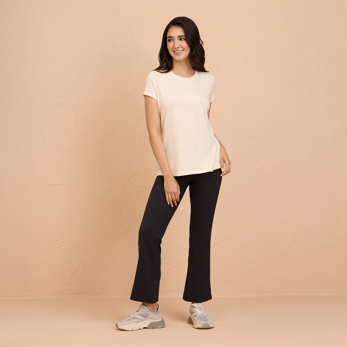 Cotton Stretch T-Shirt - Super Comfy & Flattering - NYLE216-Off White