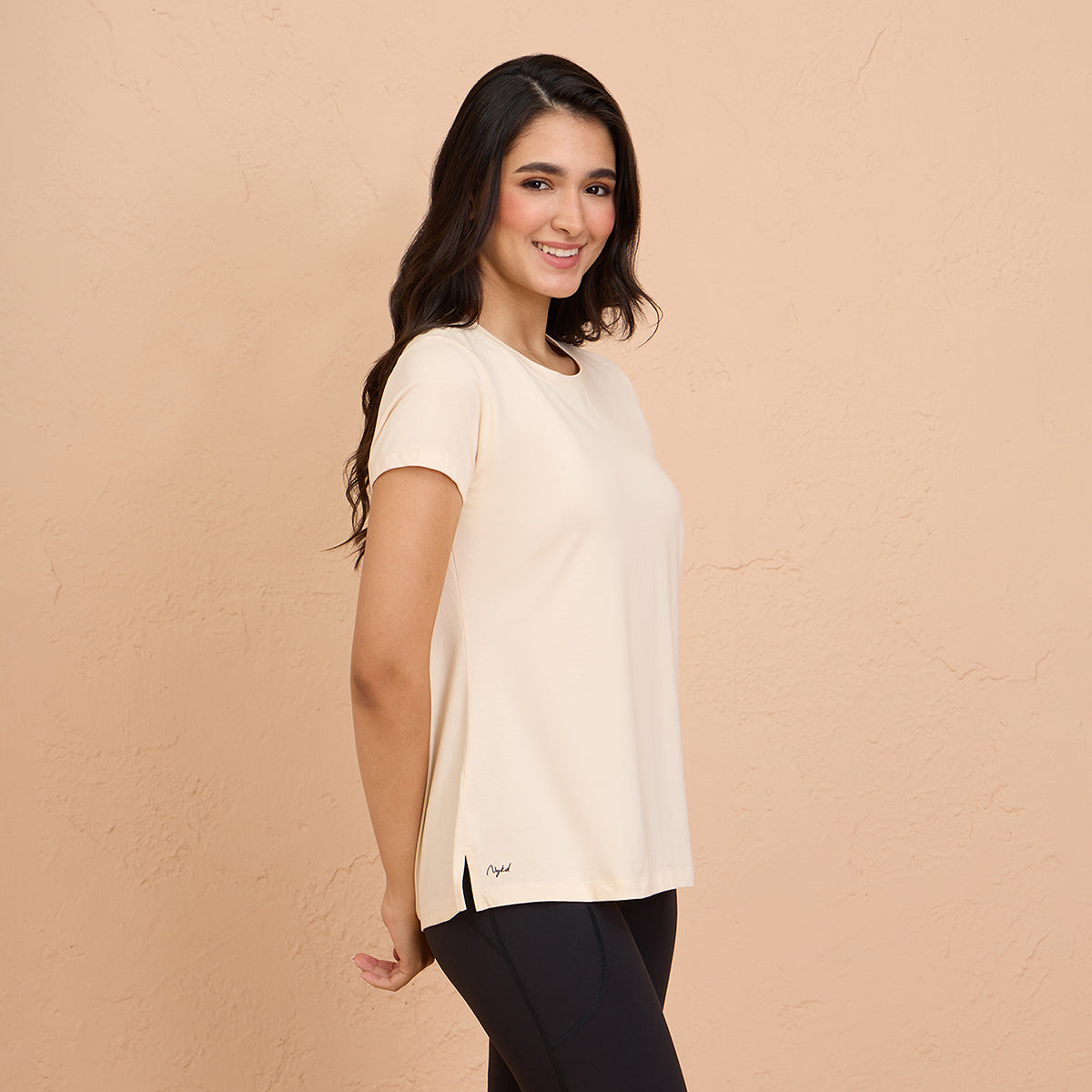 Cotton Stretch T-Shirt - Super Comfy & Flattering - NYLE216-Off White