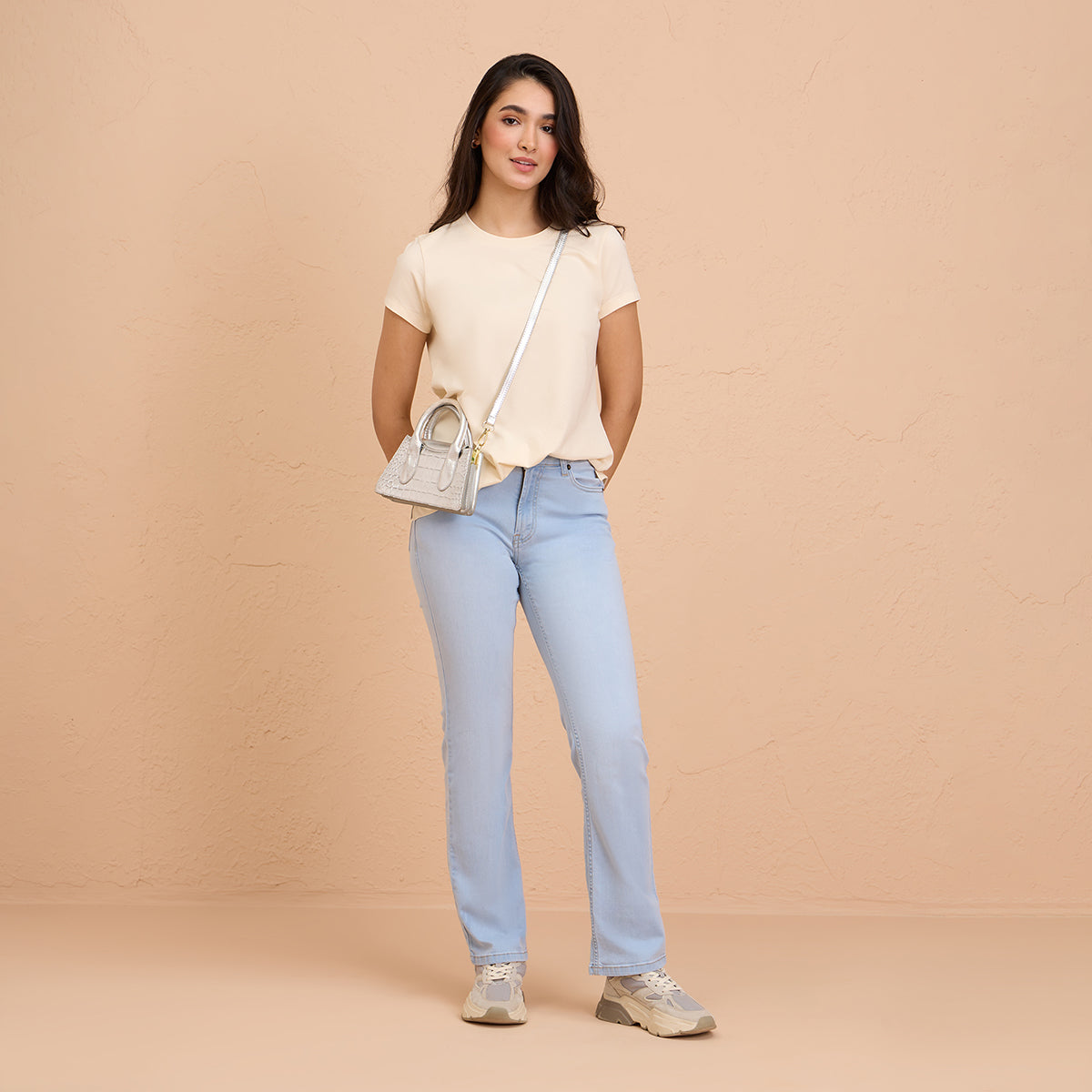 Cotton Stretch T-Shirt - Super Comfy & Flattering - NYLE216-Off White