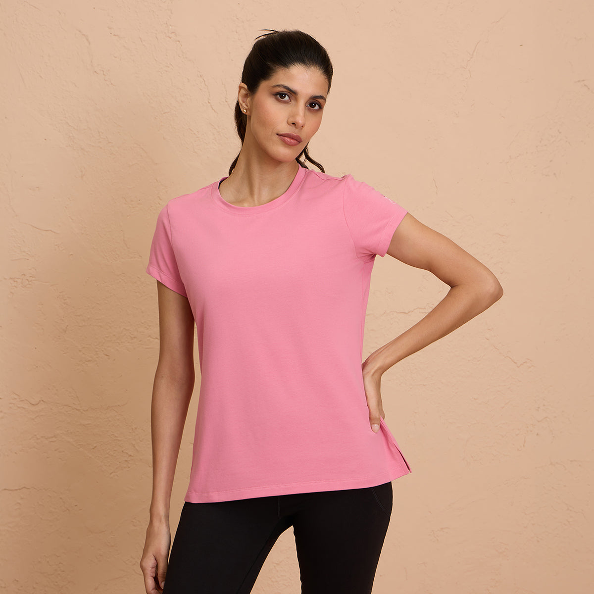 Cotton Stretch T-Shirt - Super Comfy & Flattering - NYLE216-Pink