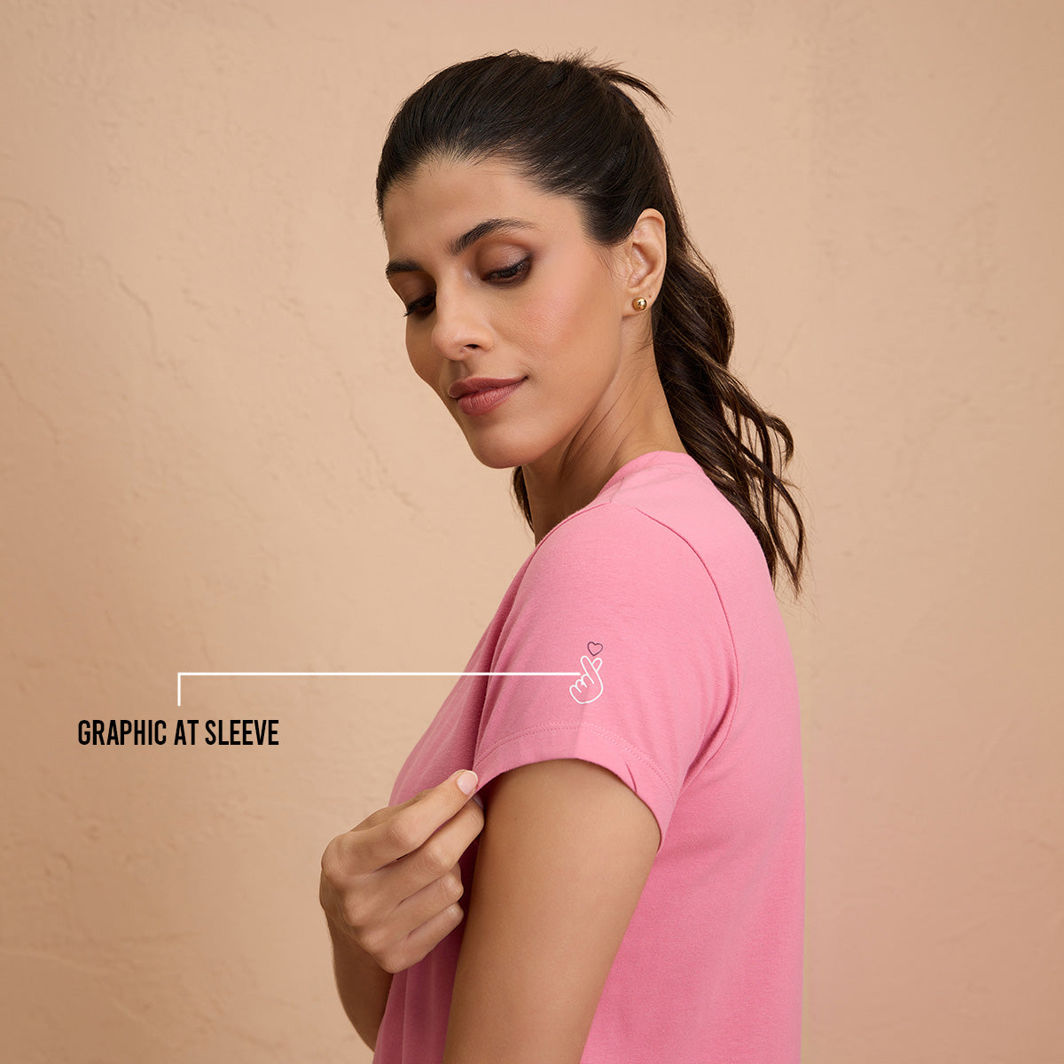 Cotton Stretch T-Shirt - Super Comfy & Flattering - NYLE216-Pink