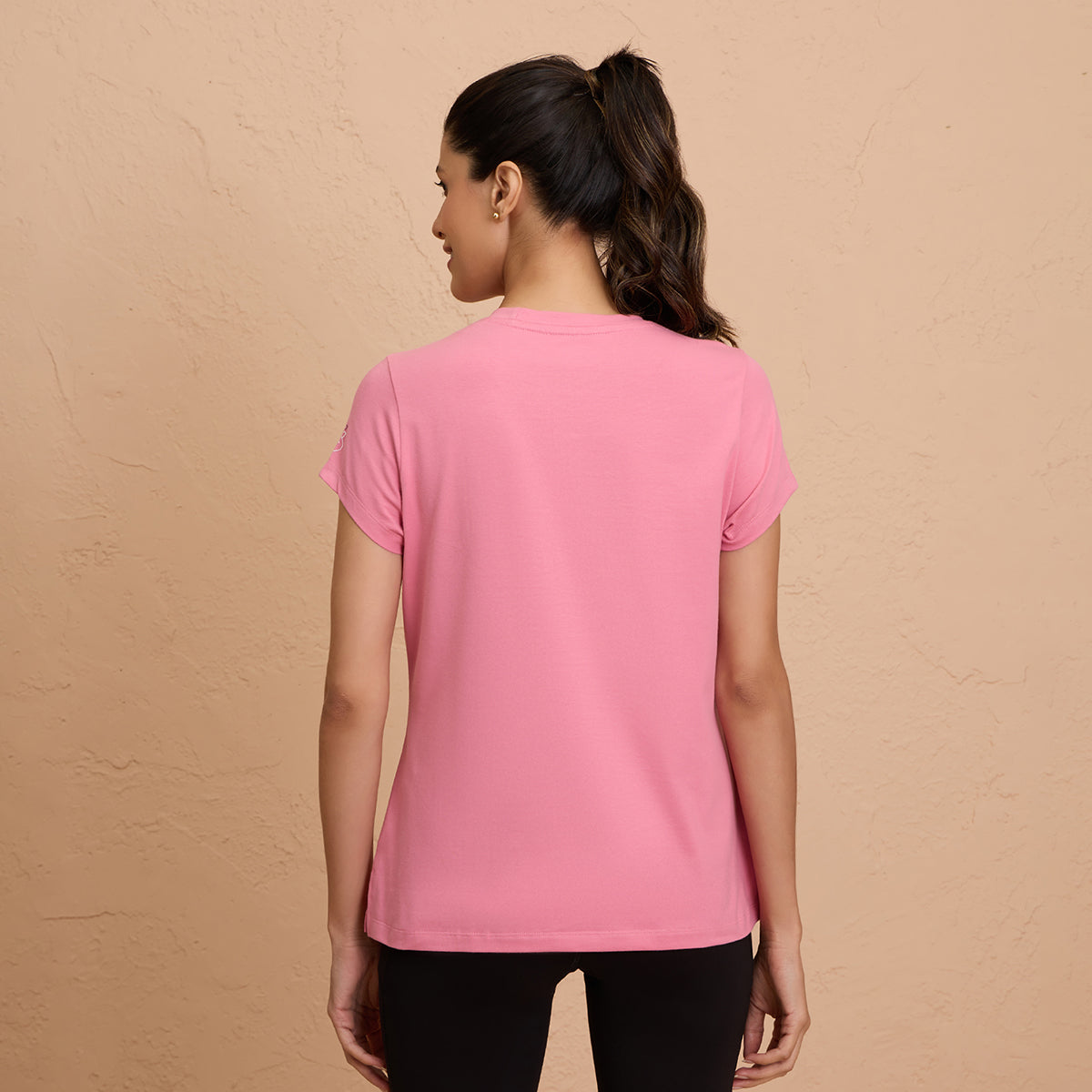 Cotton Stretch T-Shirt - Super Comfy & Flattering - NYLE216-Pink