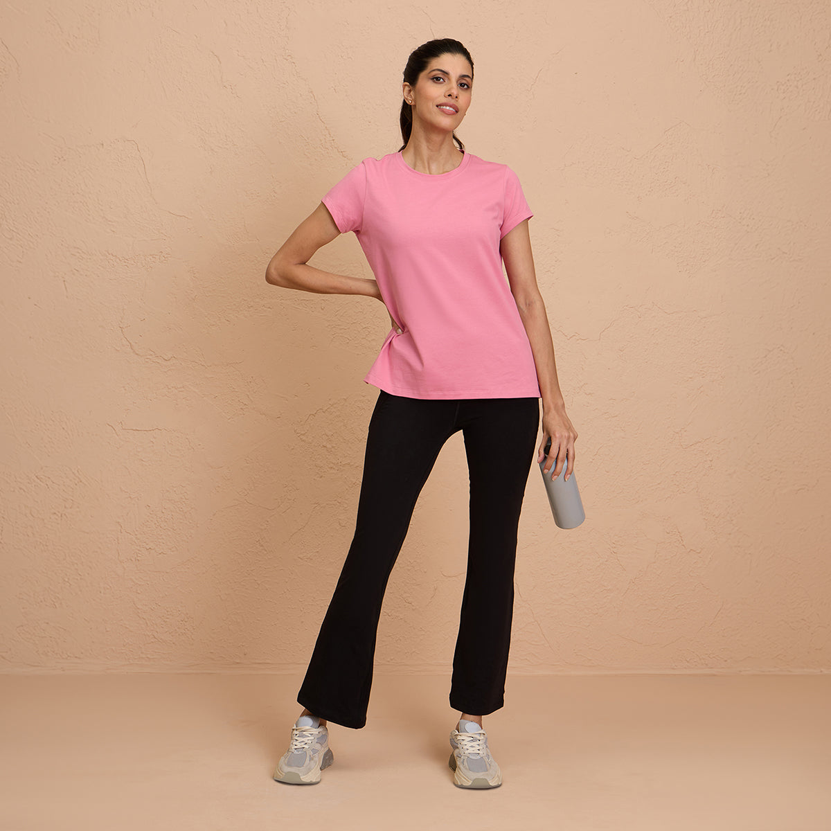 Cotton Stretch T-Shirt - Super Comfy & Flattering - NYLE216-Pink