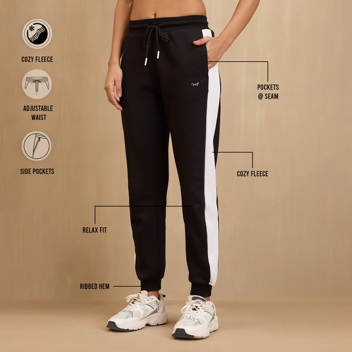 NYKD By Nykaa Cozy Fleece Joggers -NYLE501-Jet Black