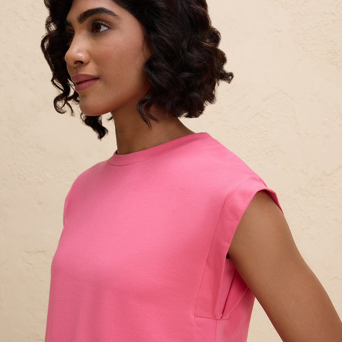 Nykd By Nykaa Extended Shoulder Cotton Tank Top with 2 Degree Cooling Tech-NYLE514-Pink