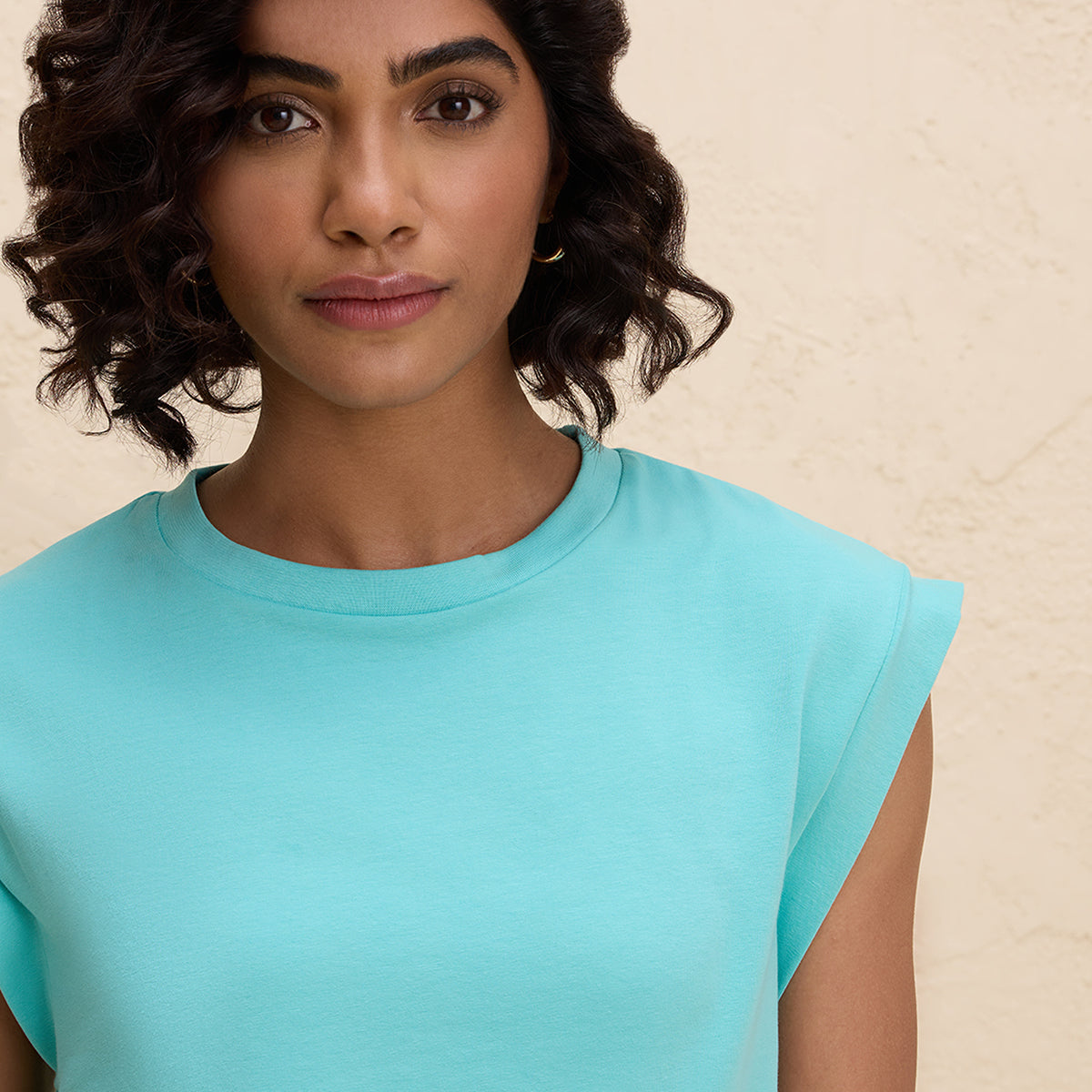 Nykd By Nykaa Extended Shoulder Cotton Tank Top with 2 Degree Cooling Tech-NYLE514-Turquoise