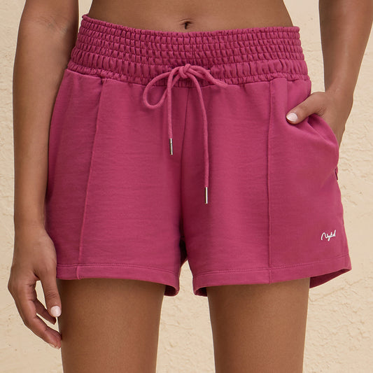 Summer Essential Smocked Waist Lounge Cotton Shorts-NYLE603-Grape