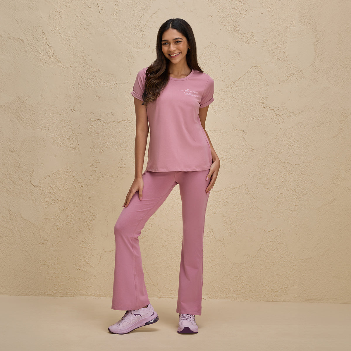 Cotton Tee with 2 Degree Cooling Tech- NYLE605 - Mauve