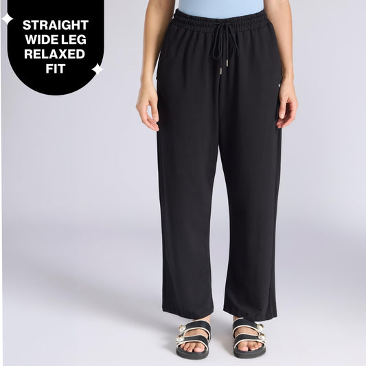 Comfort Cotton French Terry Straight Leg Lounge Track Pants NYLE606 Black