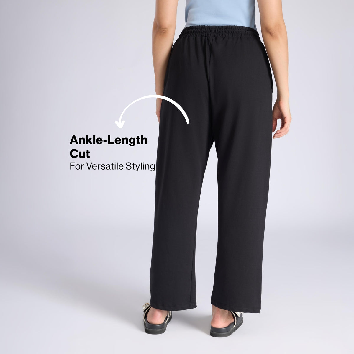 Comfort Cotton French Terry Straight Leg Lounge Track Pants NYLE606 Black