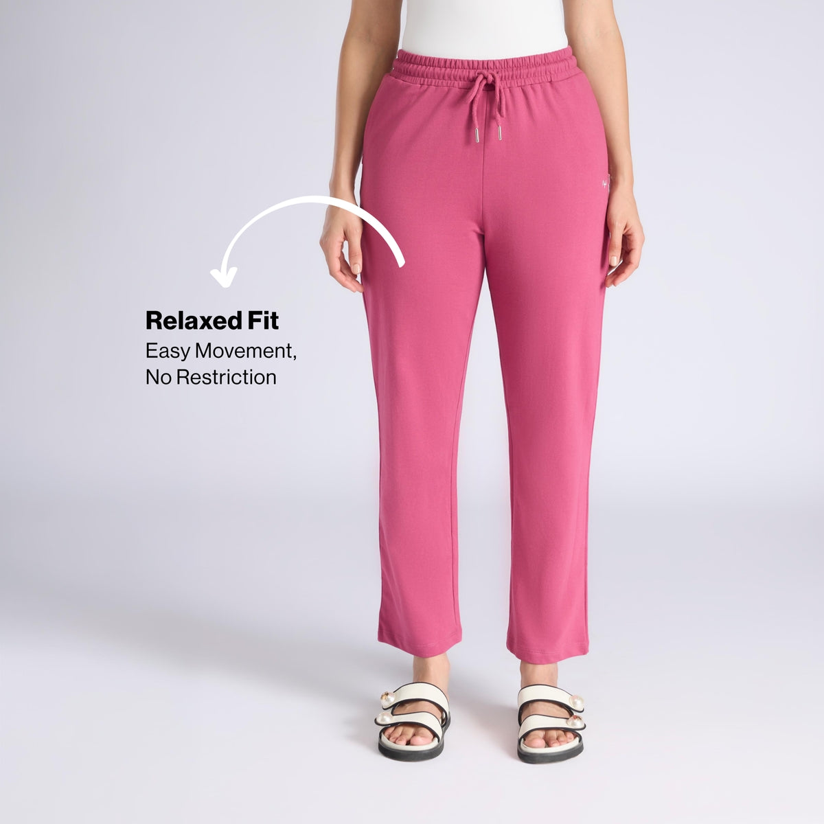 Comfort Cotton French Terry Straight Leg Lounge Track Pants NYLE606 Grape