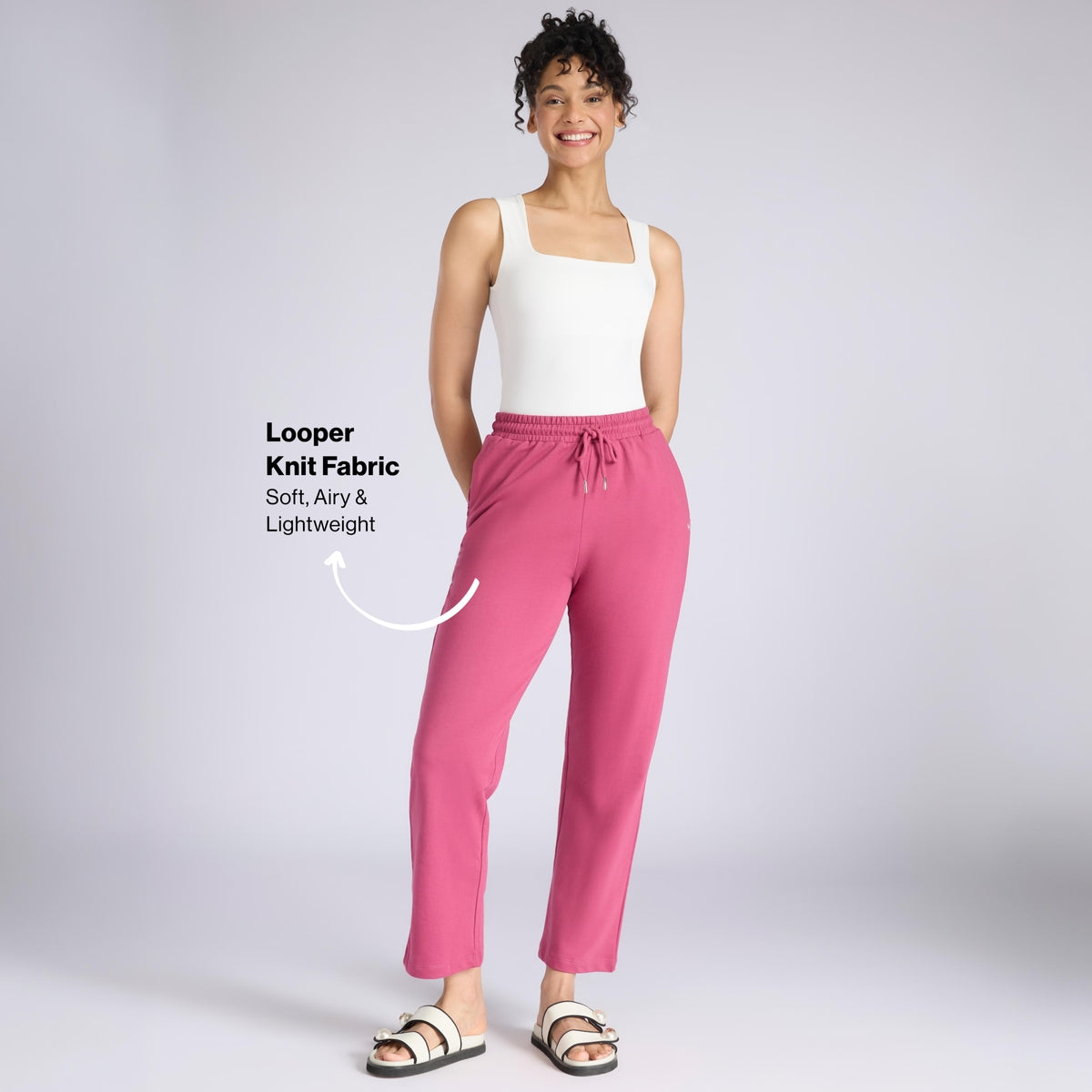 Comfort Cotton French Terry Straight Leg Lounge Track Pants NYLE606 Grape