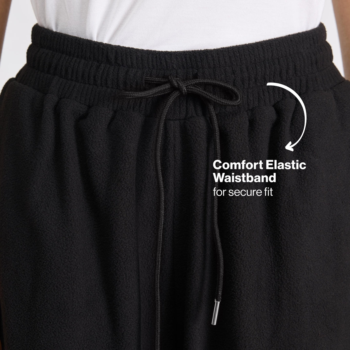 Cozy Sherpa Fleece Wide-Leg Lounge Pants with Side Pockets NYLE608 Black