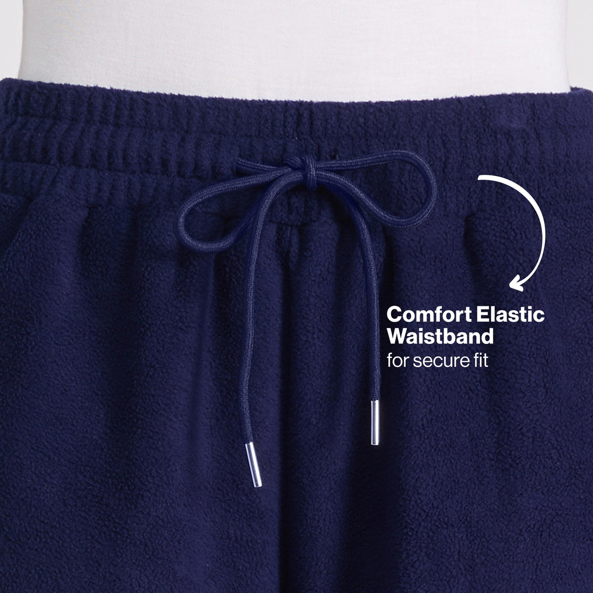 Cozy Sherpa Fleece Wide-Leg Lounge Pants with Side Pockets NYLE608 Navy