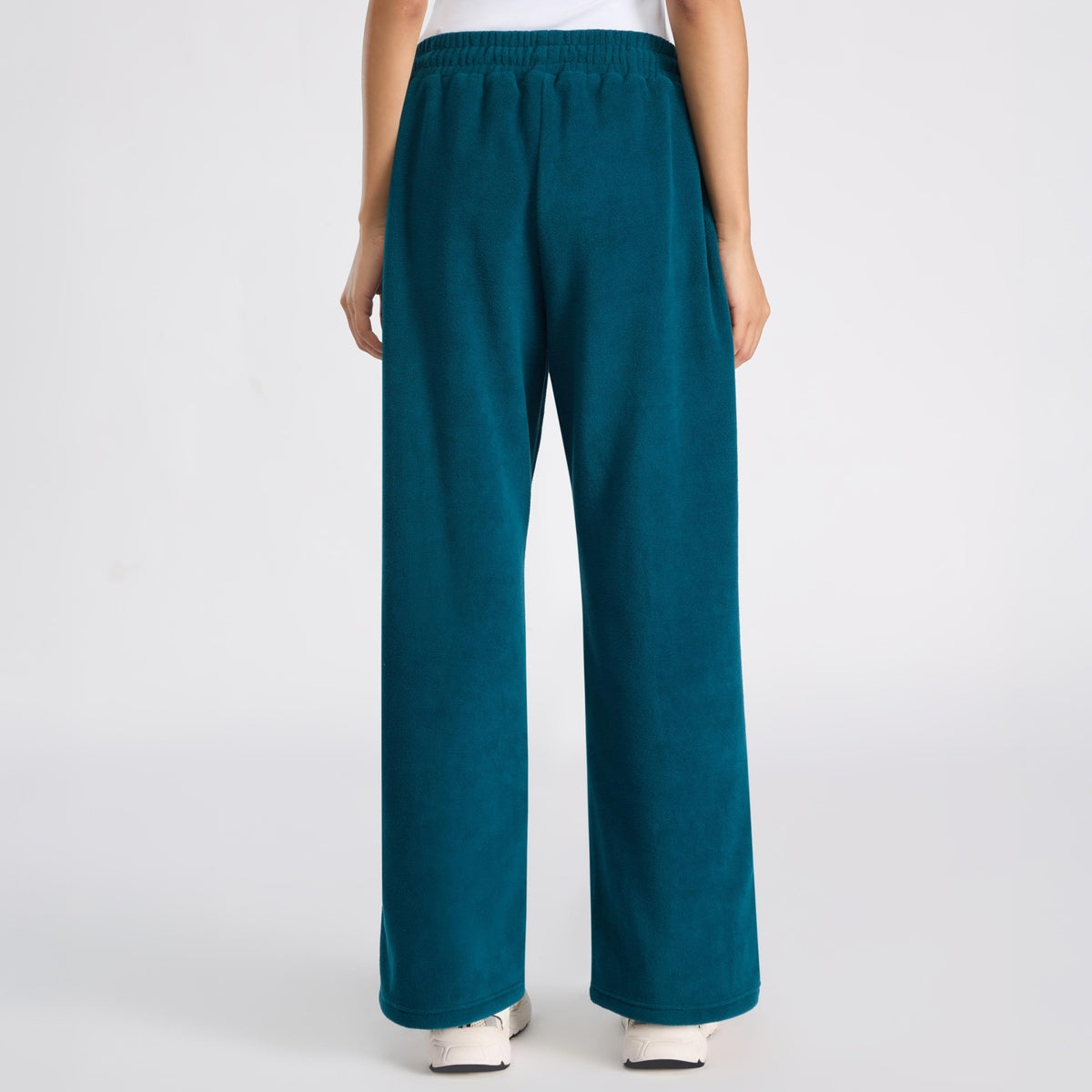 Cozy Sherpa Fleece Wide-Leg Lounge Pants with Side Pockets NYLE608 Green