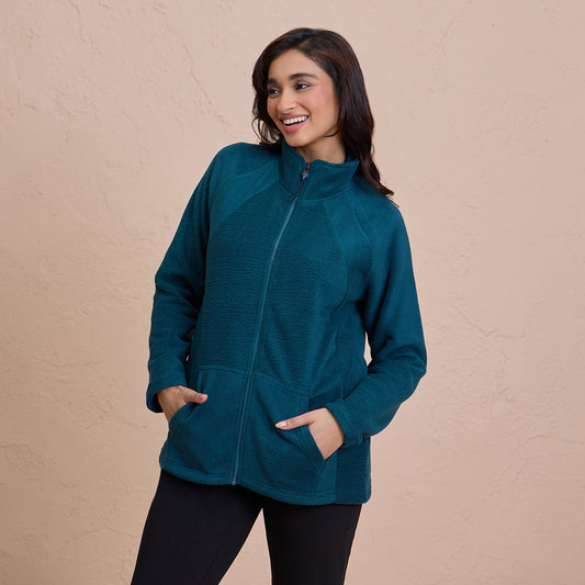 Cozy Sherpa Front open Jacket-NYLE701-Green