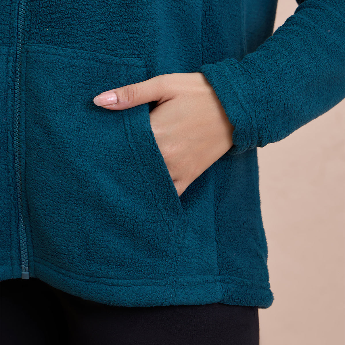 Cozy Sherpa Front open Jacket-NYLE701-Green