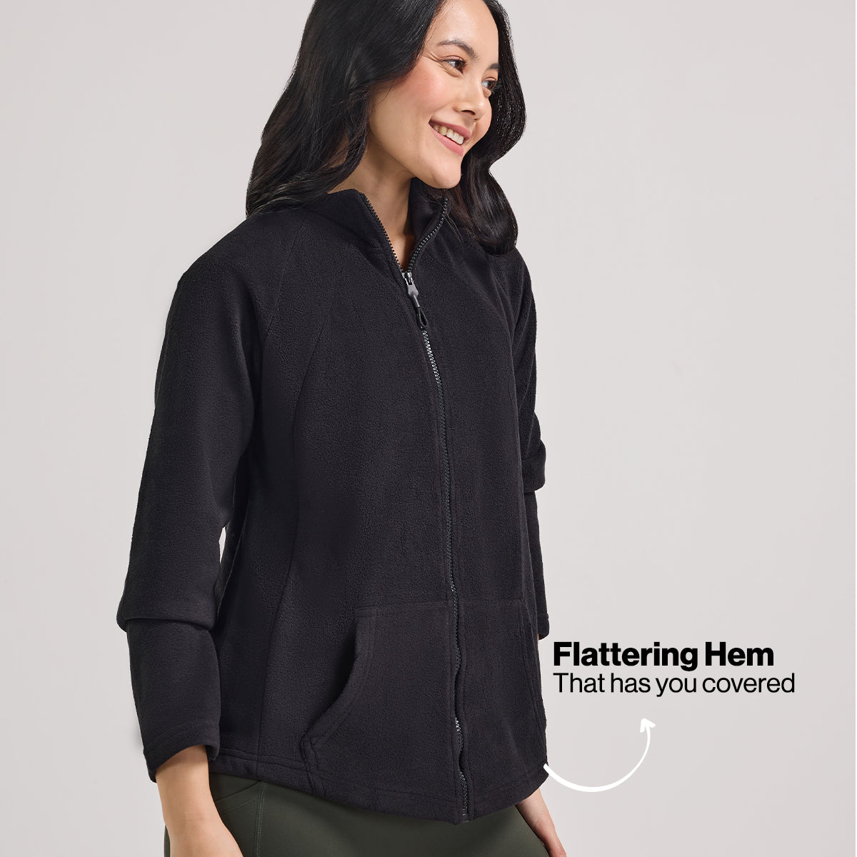 Cozy Sherpa Jacket with Zippered Front-NYLE701-Black