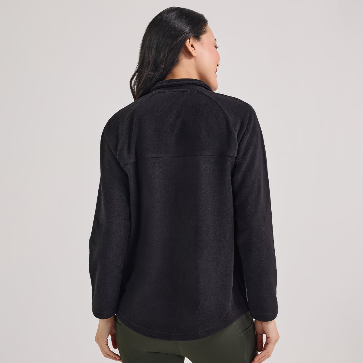 Cozy Sherpa Jacket with Zippered Front-NYLE701-Black