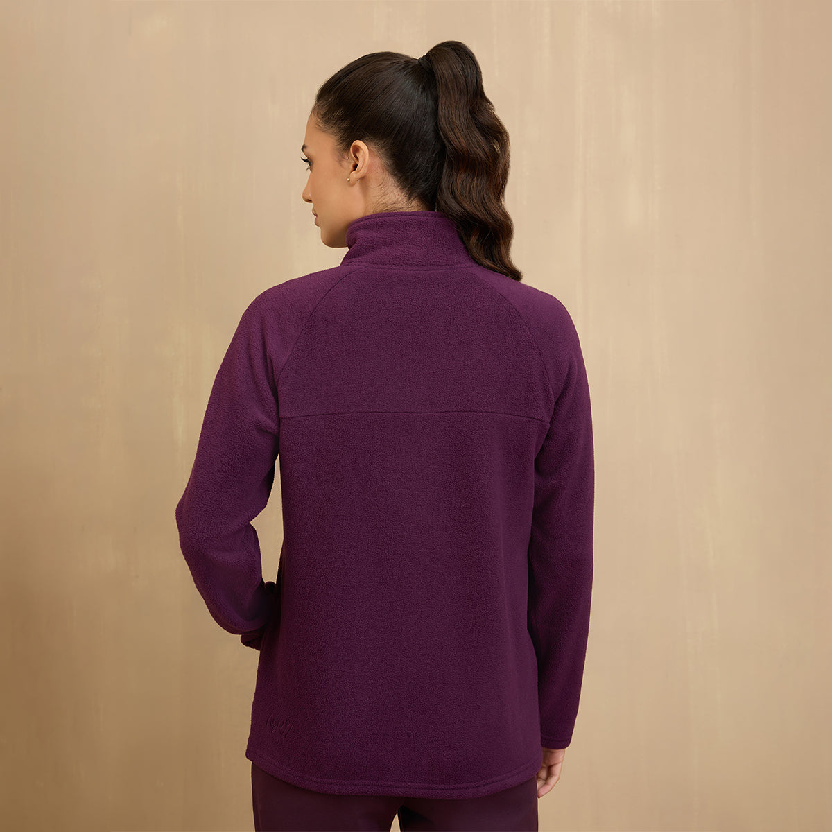 NYKD By Nykaa Cozy Sherpa Front open Jacket-NYLE701-Grape