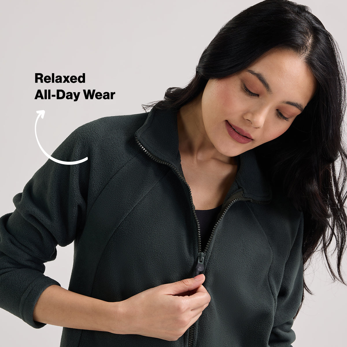 Cozy Sherpa Jacket with Zippered Front-NYLE701-Green