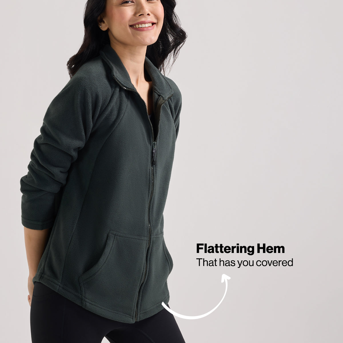 Cozy Sherpa Jacket with Zippered Front-NYLE701-Green