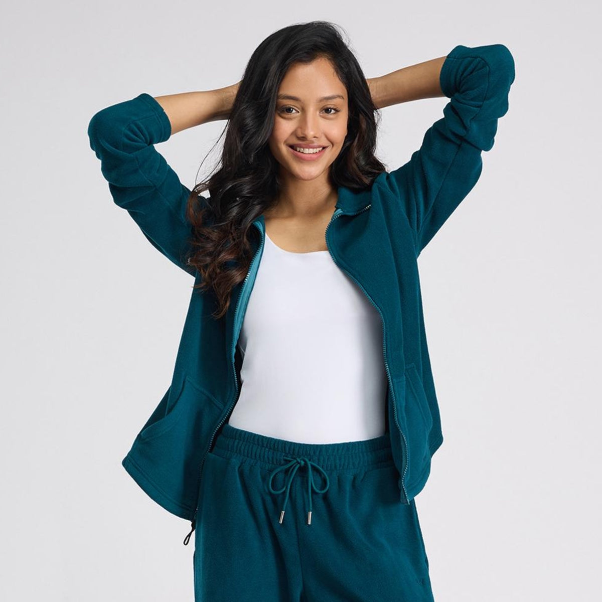 Cozy Sherpa Front open Jacket-NYLE701-Green