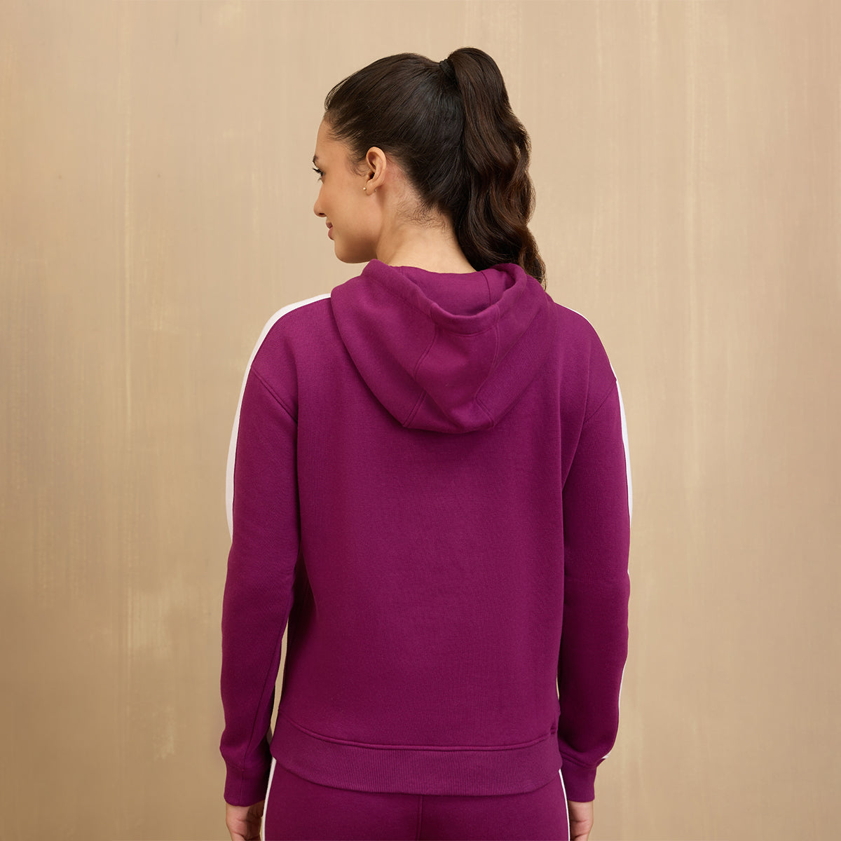 Cozy Fleece Hoodie Sweatshirt -NYLE702-Magenta