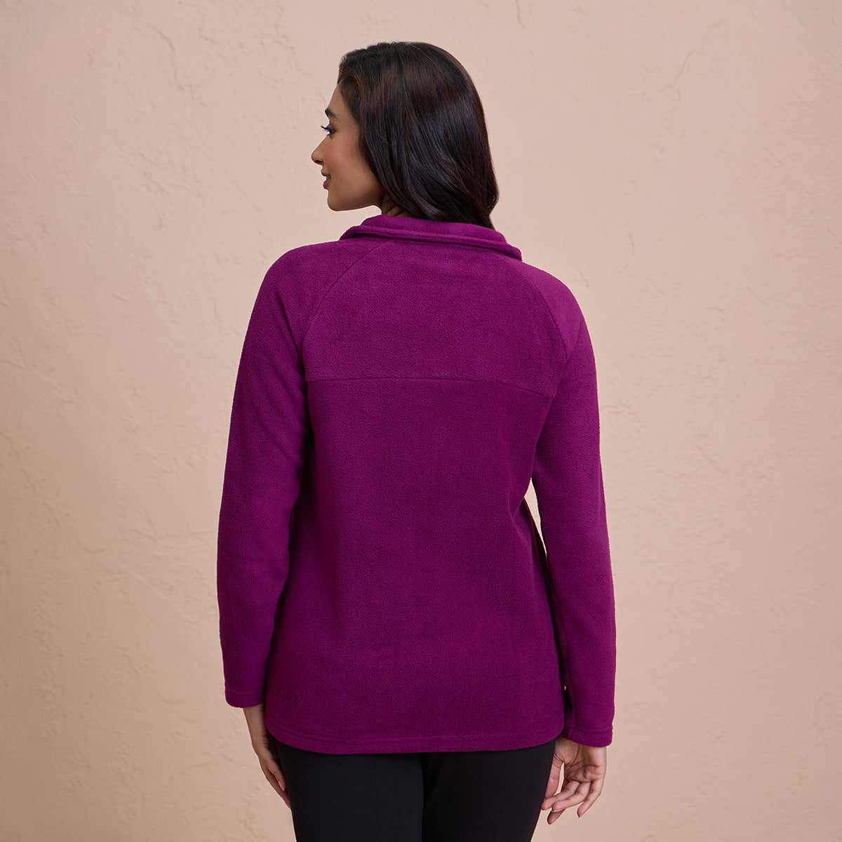 Cozy Sherpa Jacket with Zippered Front - NYLE701-Wine