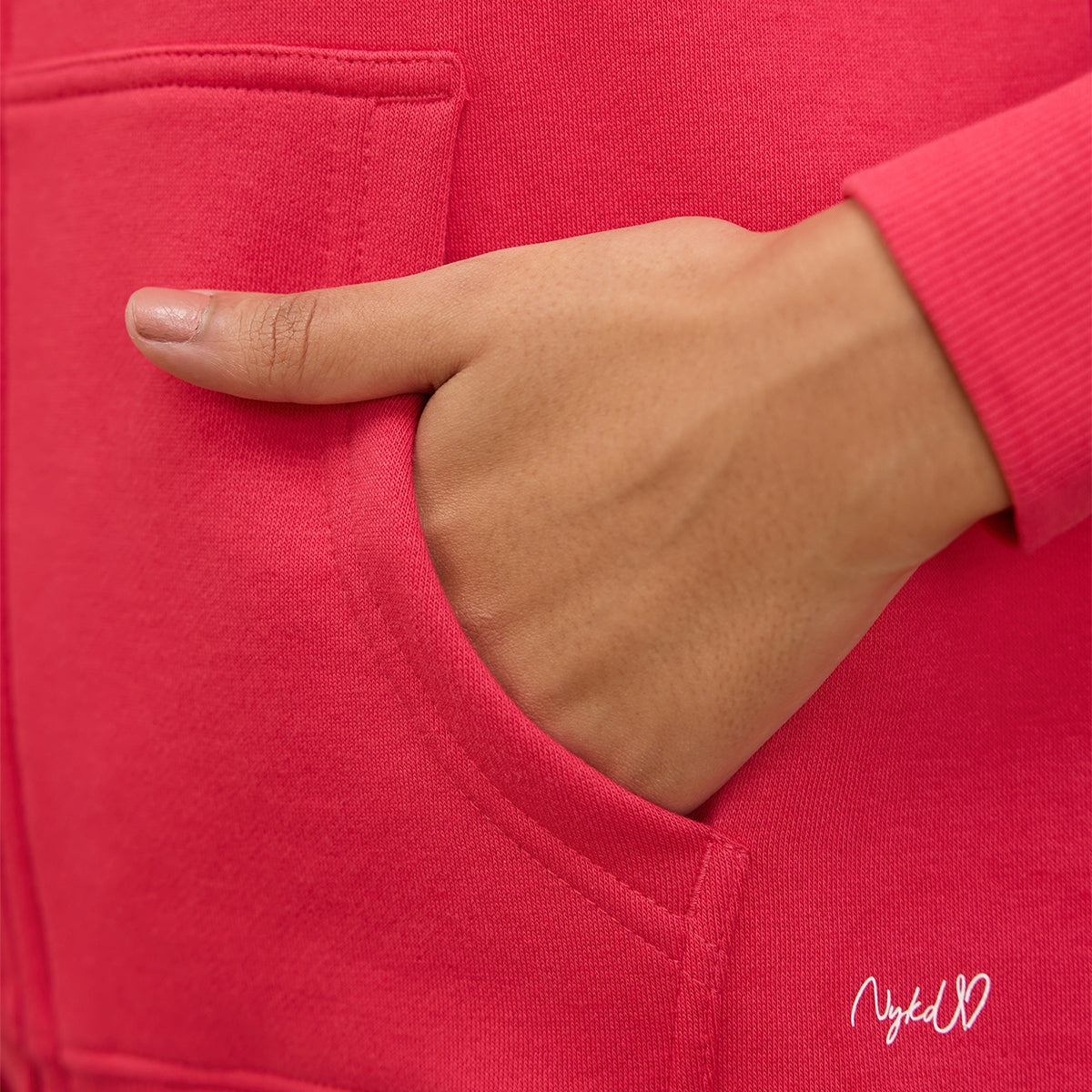 NYKD By Nykaa Cozy FleeceZippered Jacket -NYLE704-Red