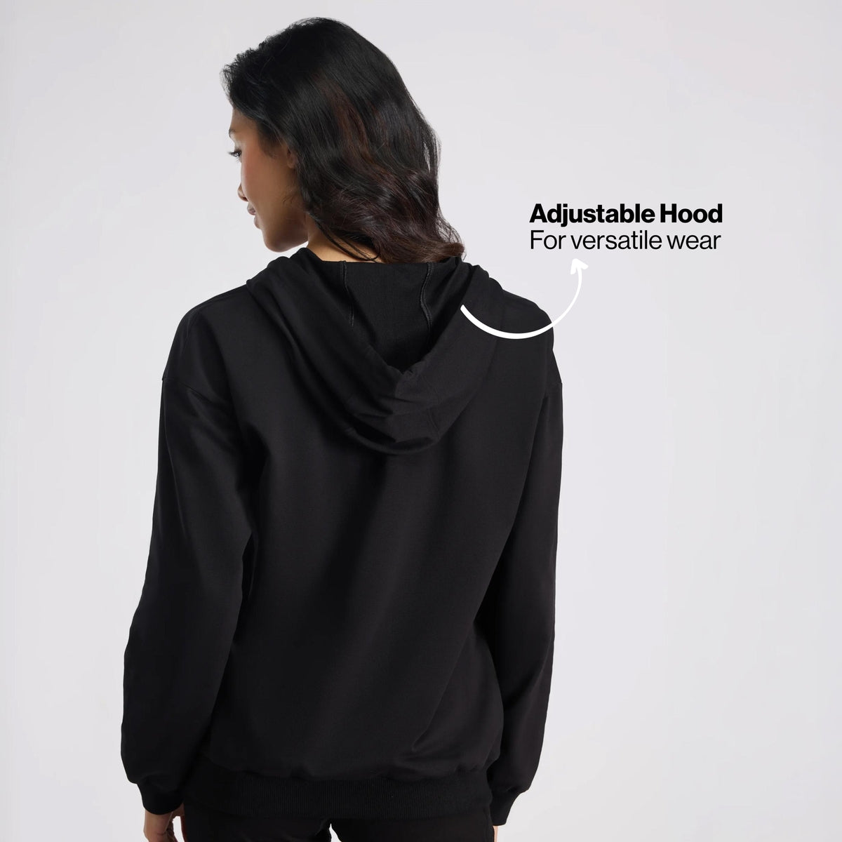 Cotton Zip Hoodie Jacket with Adjustable Hood for Gym, Travel&Everyday NYLE706 Black