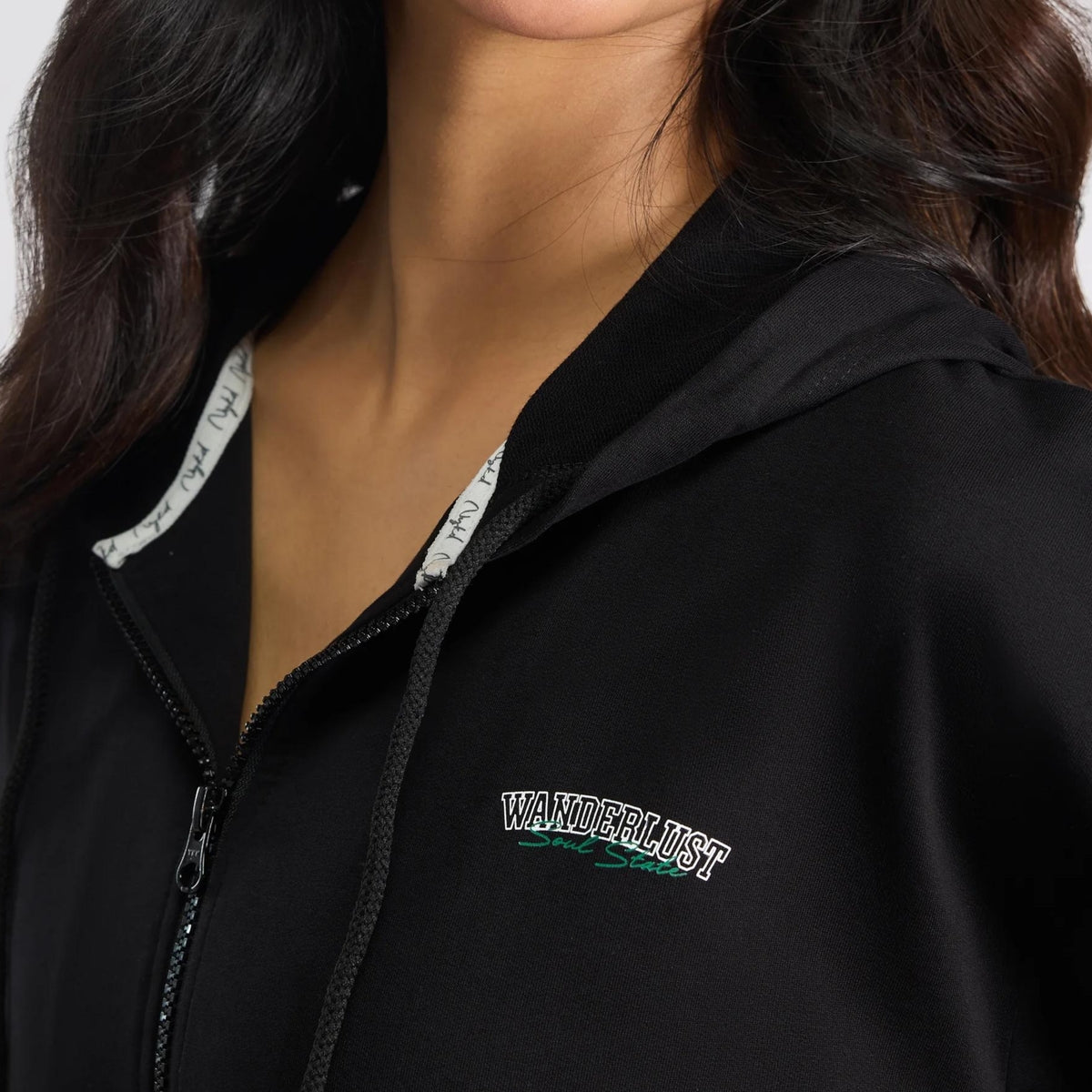 Cotton Zip Hoodie Jacket with Adjustable Hood for Gym, Travel&Everyday NYLE706 Black