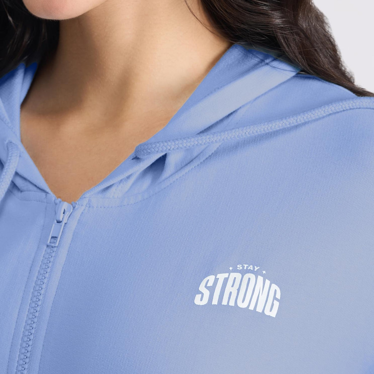Cotton Zip Hoodie Jacket with Adjustable Hood for Gym, Travel&Everyday NYLE706 Blue