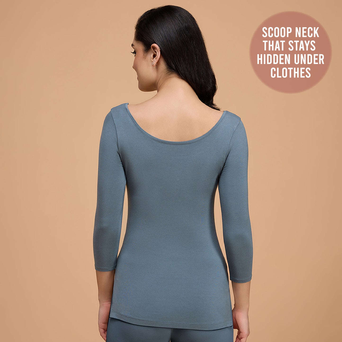 Ultra Light and Soft Thermal Top that stays hidden under clothes -NYOE05 Grey
