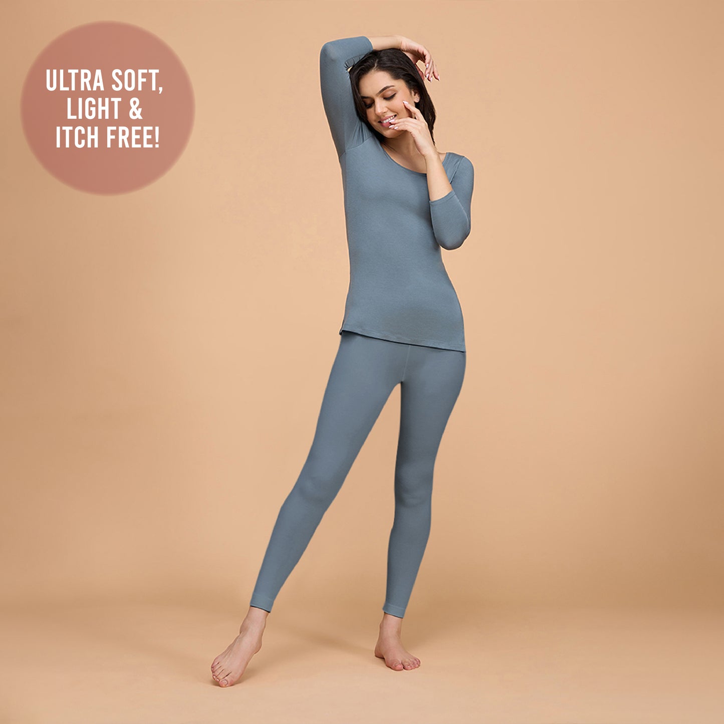 Ultra Light and Soft Thermal Top that stays hidden under clothes -NYOE05 Grey
