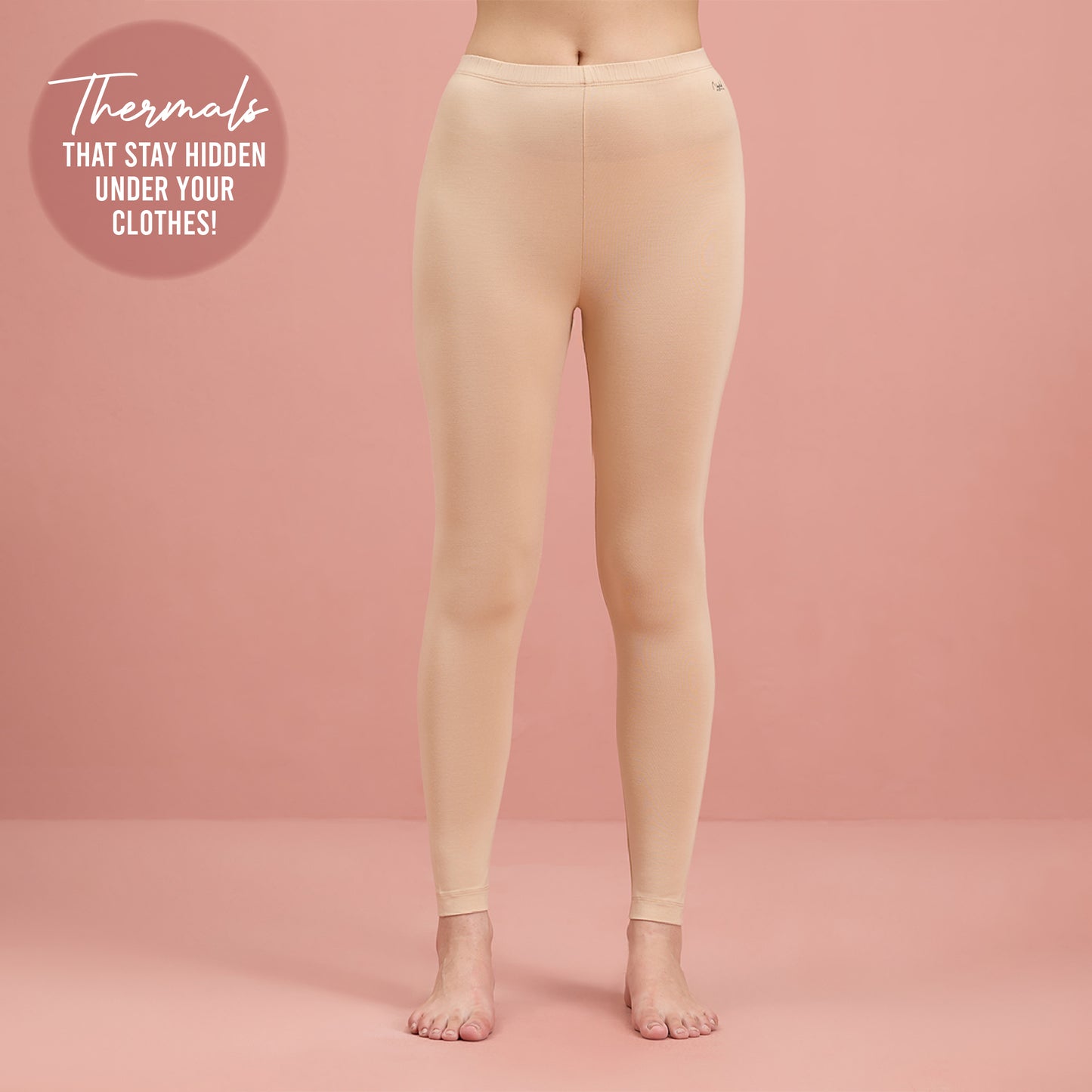 Ultra Light and Soft Thermal Leggings that stay hidden under clothes - NYOE06 Nude
