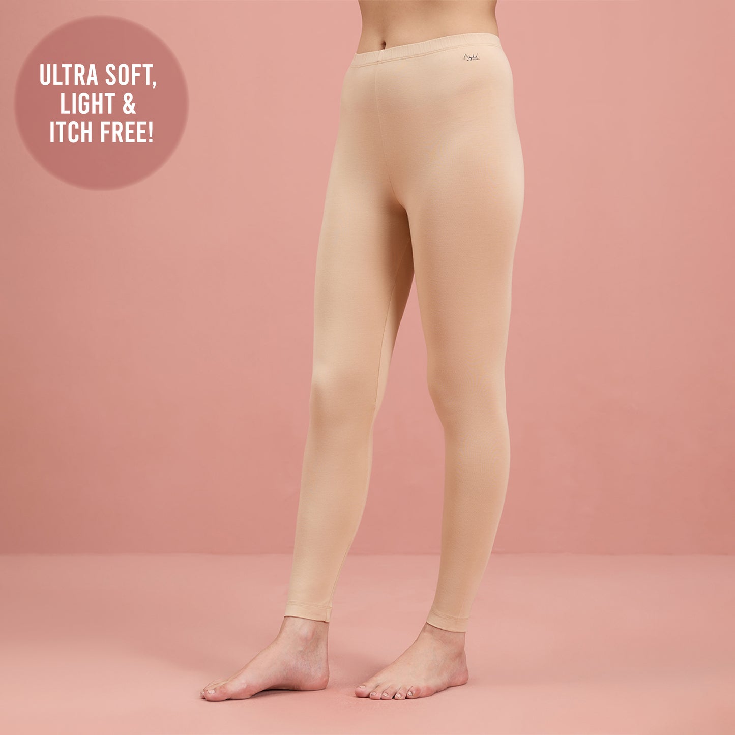 Ultra Light and Soft Thermal Leggings that stay hidden under clothes - NYOE06 Nude