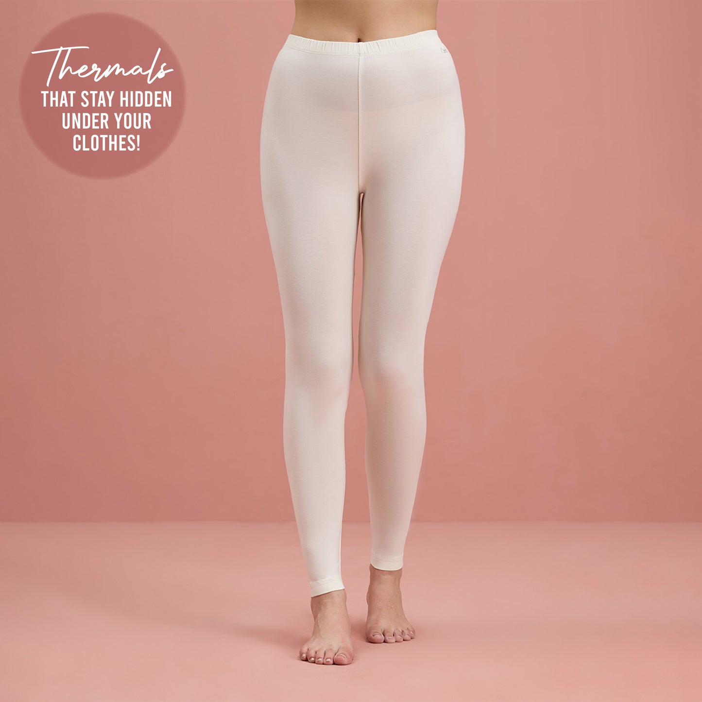 Ultra Light and Soft Thermal Leggings that stay hidden under clothes - NYOE06 White