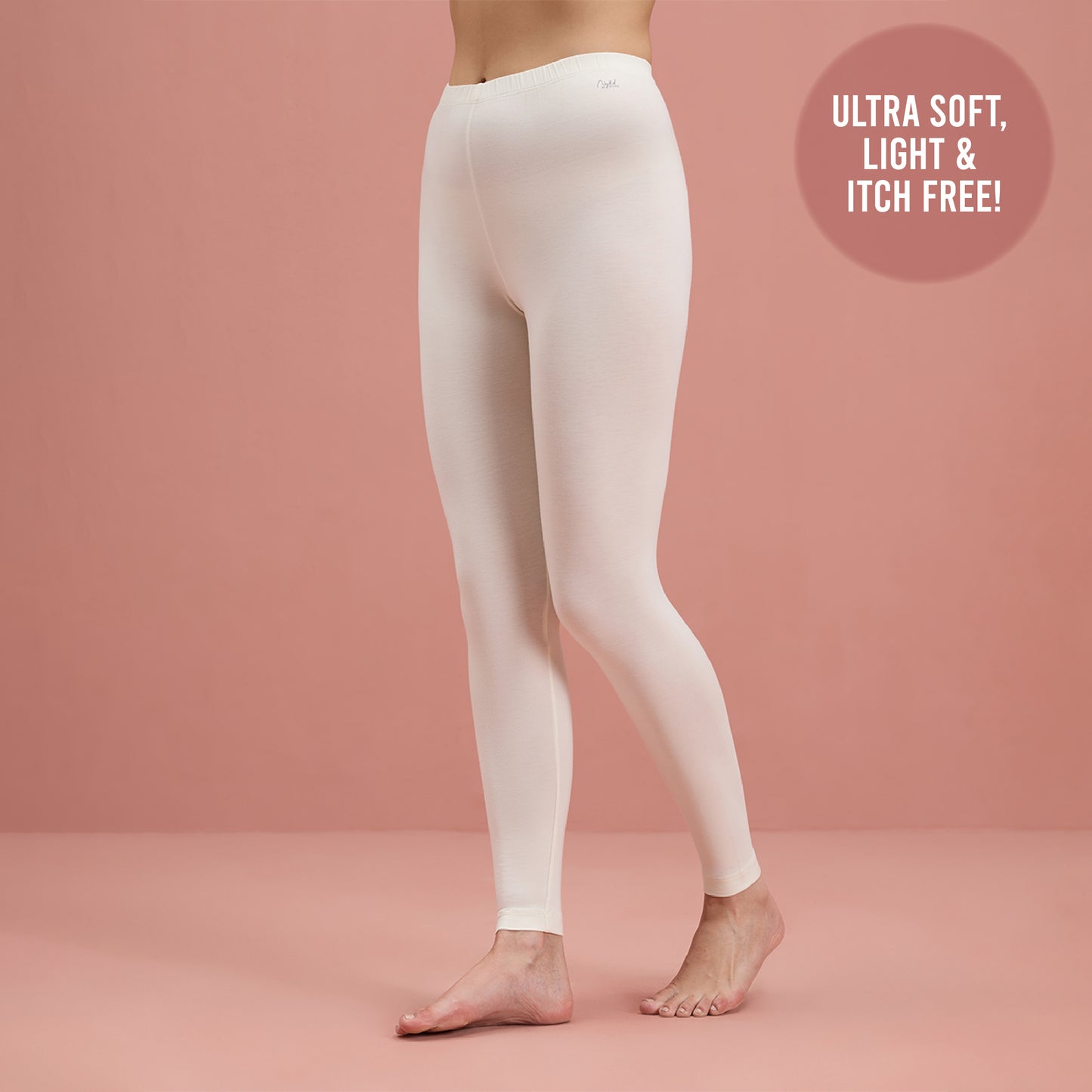 Ultra Light and Soft Thermal Leggings that stay hidden under clothes - NYOE06 White