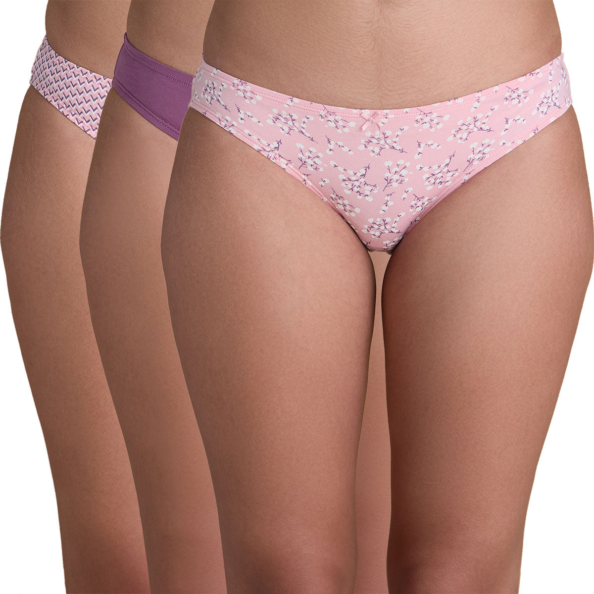 Nykd By Nykaa Pack Of 3 Cotton Low Rise Bikini Panty with  Anti odor-NYP112 Assortment 6