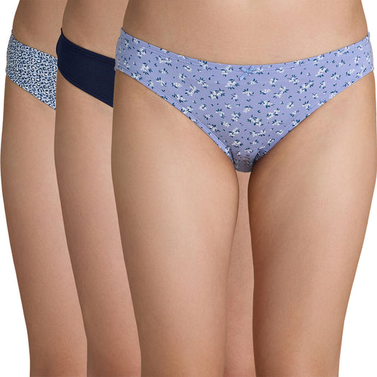 Nykd By Nykaa Pack Of 3 Cotton Low Rise Bikini Panty with  Anti odor-NYP112 Assortment 7