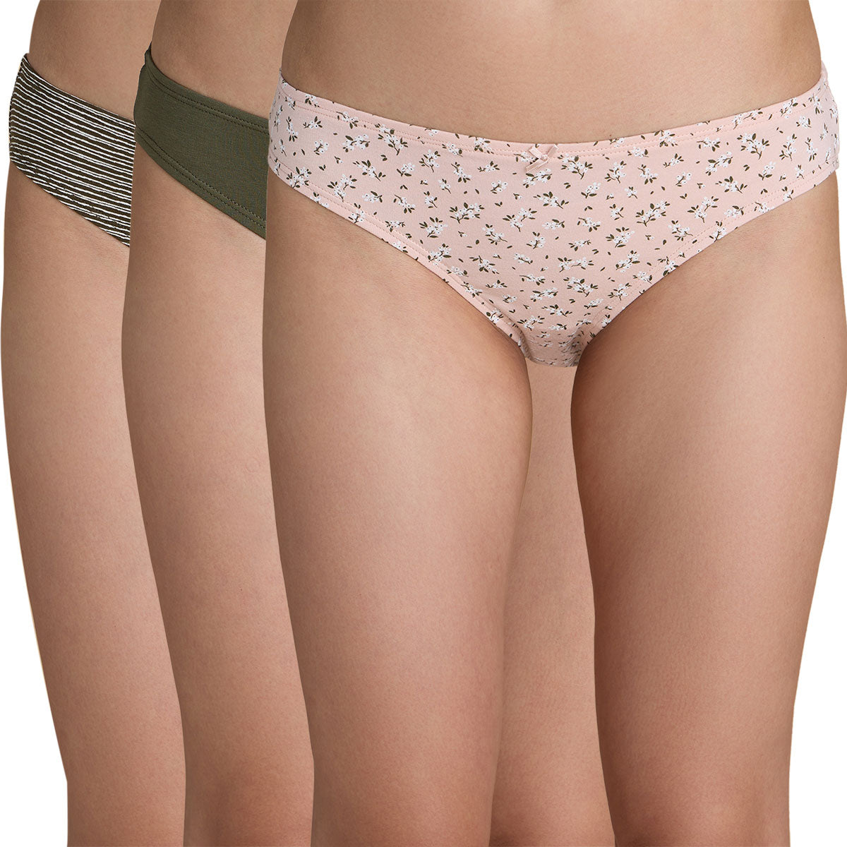 Nykd By Nykaa Pack Of 3 Cotton Low Rise Bikini Panty with  Anti odor-NYP112 Assortment 9
