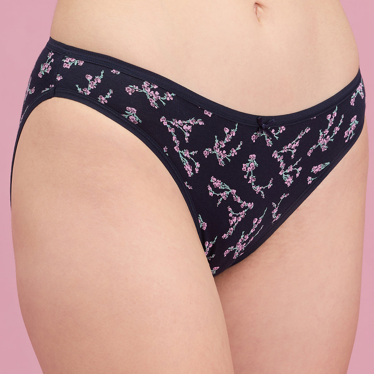 Low Rise Cotton Bikini Panty with Outer Elastic-NYP030- Multicolor-P03-Colors & Print May Vary