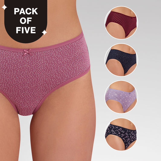 Pack of 5 Cotton Hipster with Anti odor-NYP033P05-Multi-Color